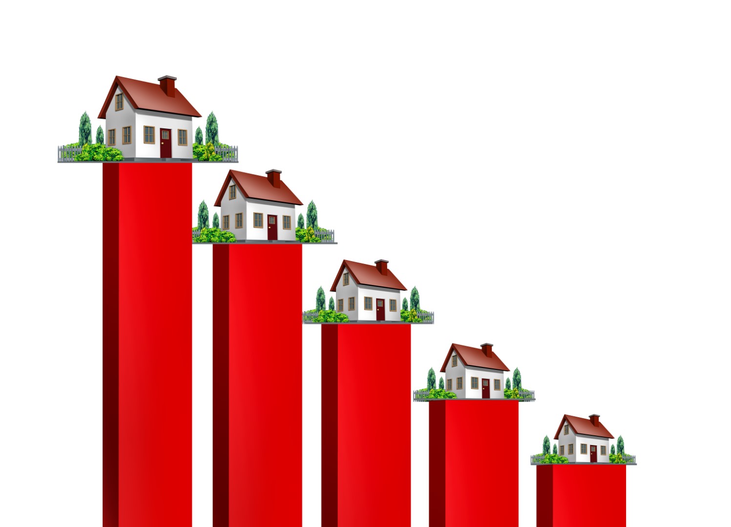 Bar graph in decline representing declining home sales